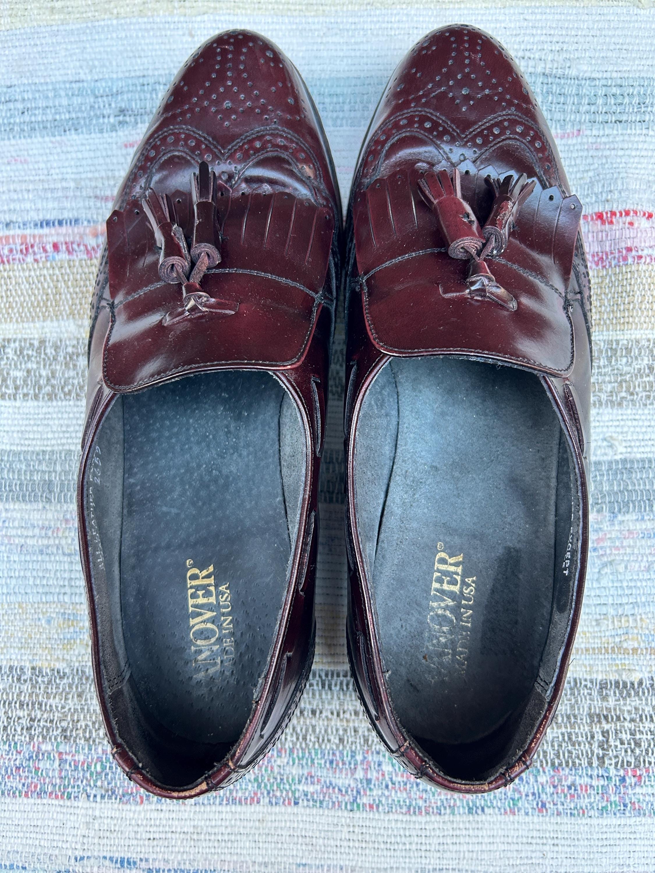 Vintage Hanover Burgundy Leather Tassel Loafers | Mens Size  display picture 3