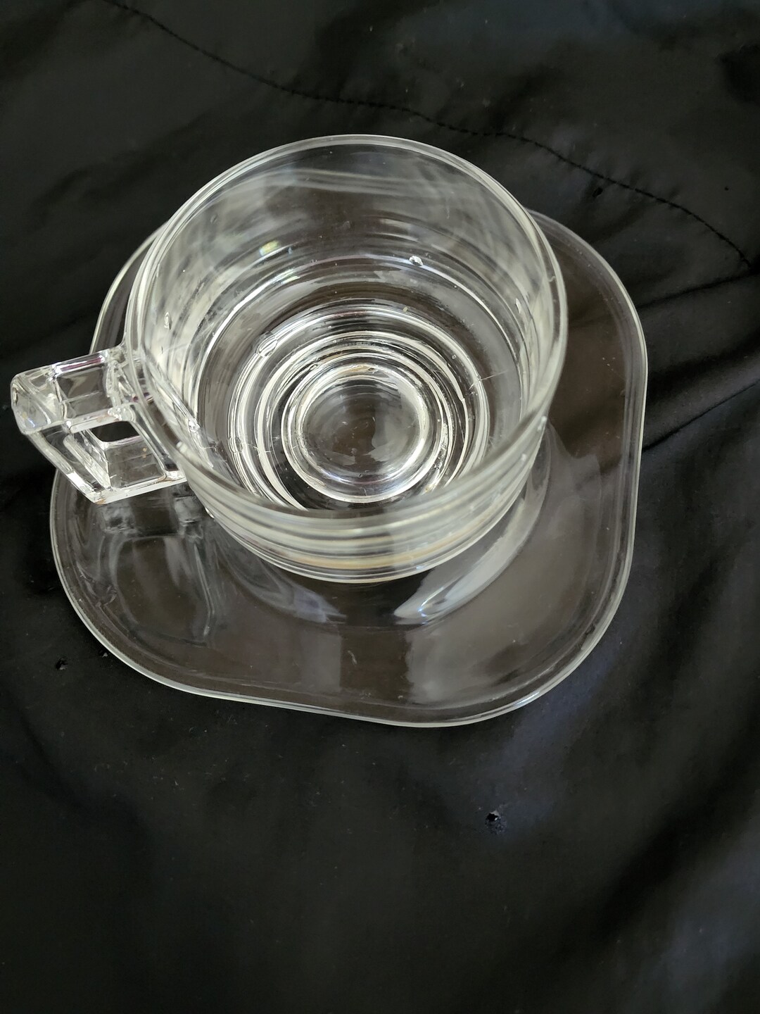 Clear Glass Tea Cup and Saucer Set Etsy