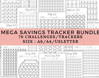 Savings tracker bundle,printable savings challenge,a6 savings challenge bundle,House savings,12 month savings challenge uk,vacation savings