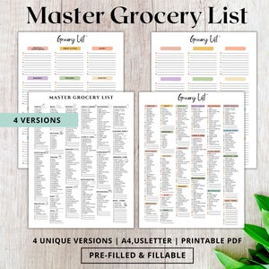 Druckbare Master-Lebensmittelgeschäft-Checkliste, Online-Einkaufsliste, digitale Lebensmitteleinkaufsliste, wöchentlicher Menüplaner, Mahlzeitenplaner