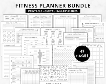 Ultimate Fitness Planner 2023 imprimible digital, paquete de planificador de fitness ipad, planificador de fitness para mujeres, diario y planificador de pérdida de peso 2023