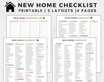 New Home Essentials Checklist, New Home Checklist Printable,first Home  Checklist,first Apartment Checklist,pcs Checklist,moving Printable 