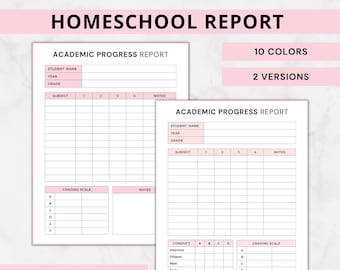 Homeschool report card template printable,academic progress report,homeschool record keeping,high school report,homeschool transcript gpa