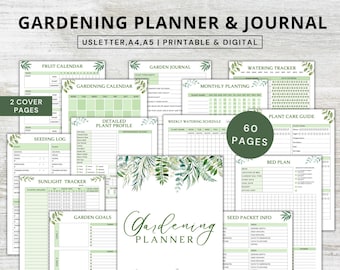 Gardening planner printable pdf,garden planner journal digital,indoor plant watering schedule,house plant care planner,gardening logbook