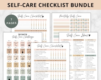 Self care checklist bundle printable,Daily ,editable self-care planner,Selfcare Journal Tracker,30 days self care challenge,mindfulness log