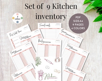 Kitchen inventory Printable| Food inventory| Pantry inventory| Inventory tracker| Inventory management|Fridge inventory|Restaurant inventory