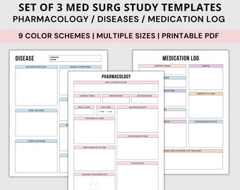med surg notes templates,student nurse template,Pharmacology notes template printable,disease process template,nursing medication template