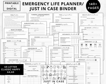 Pianificatore di fine vita stampabile,e se raccoglitore digitale,Solo in caso di bundle di pianificatore di emergenza,pianificatore di vita finale,pianificatore funebre pdf a4