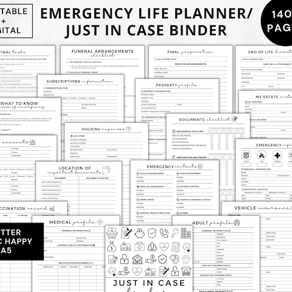End of Life Planner Printable, When I Die Printable Planner, Emergency ...