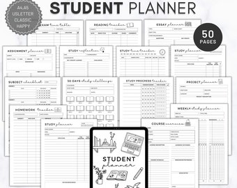 Ultimate Printable student planner 2023 2024,College academic student planner bundle good notes download,Daily Weekly monthly study tracker