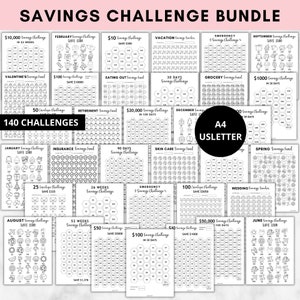 140 Savings challenge bundle printable,Savings tracker binder,10k,20k,5k,1500,1000,500,30 days,12 months,100 days,52 weeks savings challenge