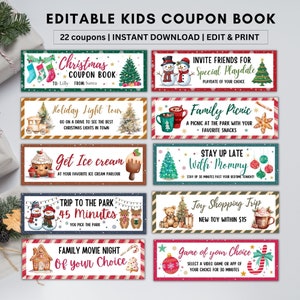 Bearbeitbare Weihnachtsgutscheine für Kinder uk, Weihnachtsgutscheinbuch, Weihnachtskindergeschenke digital, Weihnachtsbelohnungen Kinderweihnachtsstrumpffüller