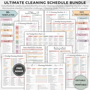 Ultimativer Reinigungsplan, Putzplaner im A4 Set, wöchentliche, monatliche, tägliche Reinigung, Checkliste für die tägliche Hausarbeit