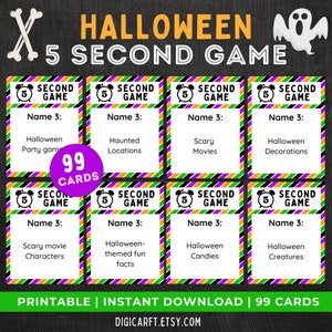 Jogo de Halloween de 5 segundos, jogos de Halloween para impressão para crianças, adolescentes e adultos, cartas de jogo de festa de Halloween, jogo de família divertido para férias digitais