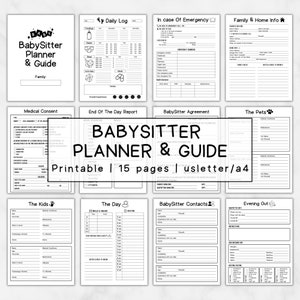 Babysitter Planner, Scheda informativa per babysitter, Raccoglitore per babysitter, Appunti per tata, Raccoglitore per tata, Kit per babysitter per genitori stampabile