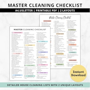 Master cleaning checklist printable|deep house cleaning checklist|spring cleaning checklist printable|Home cleaning schedule|deep clean list