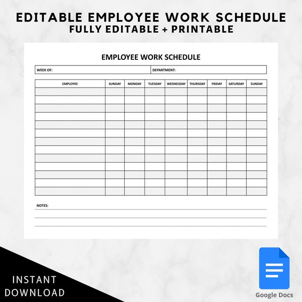 Employee work schedule template,employee weekly schedule editable ,Weekly Staff Schedule,employee timesheet ,Employee weekly time sheet