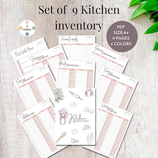 Kitchen inventory Printable| Food inventory| Pantry inventory| Inventory tracker| Inventory management|Fridge inventory|Restaurant inventory