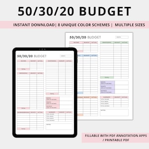 50/30/20 budget template,50/30/20 rule,monthly budget template ipad,weekly paycheck budget planner,monthly budget overview digital download