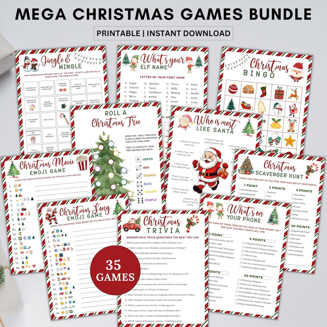 Printable Family Christmas Games Bundle35 Holiday Party Games - Etsy UK