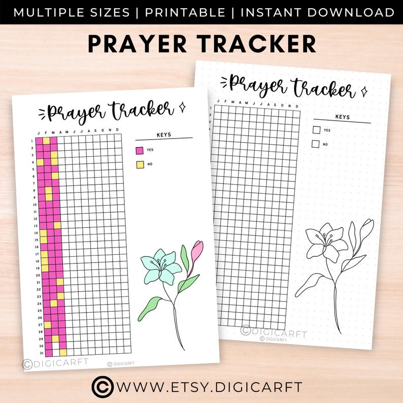 Yearly prayer tracker journal printable,Daily prayer journal digital download,Bullett journal pre made,Spiritual A5 journal insert template,Spiritual journal for women digital