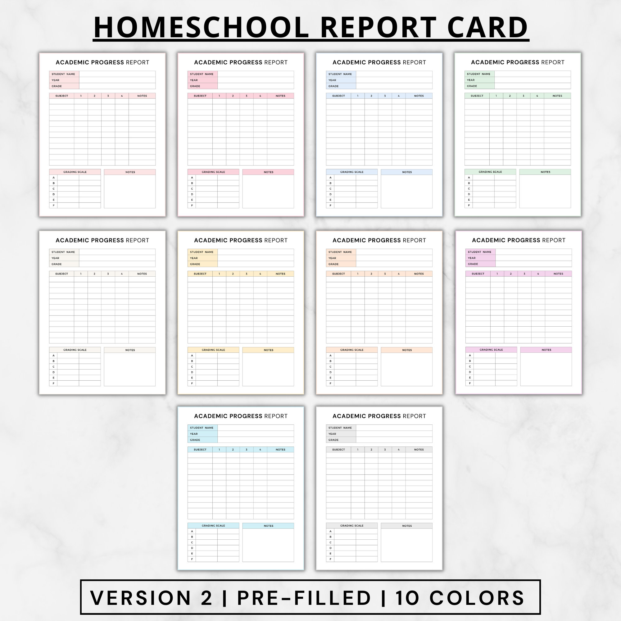 Homeschool Report Card Template Printable,academic Progress Report ...