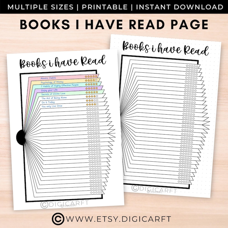 Notebook Books Read Page - Etsy