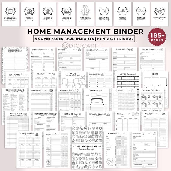 Home management binder printable,Ultimate Life planner bundle 2025,The busy mom daily routine,Household budget sheets,Productivity trackers