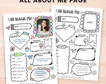about me journal page,printable journal pages a5,My Profile page,Printable planner inserts cute,All about me,Bullett journal template pdf