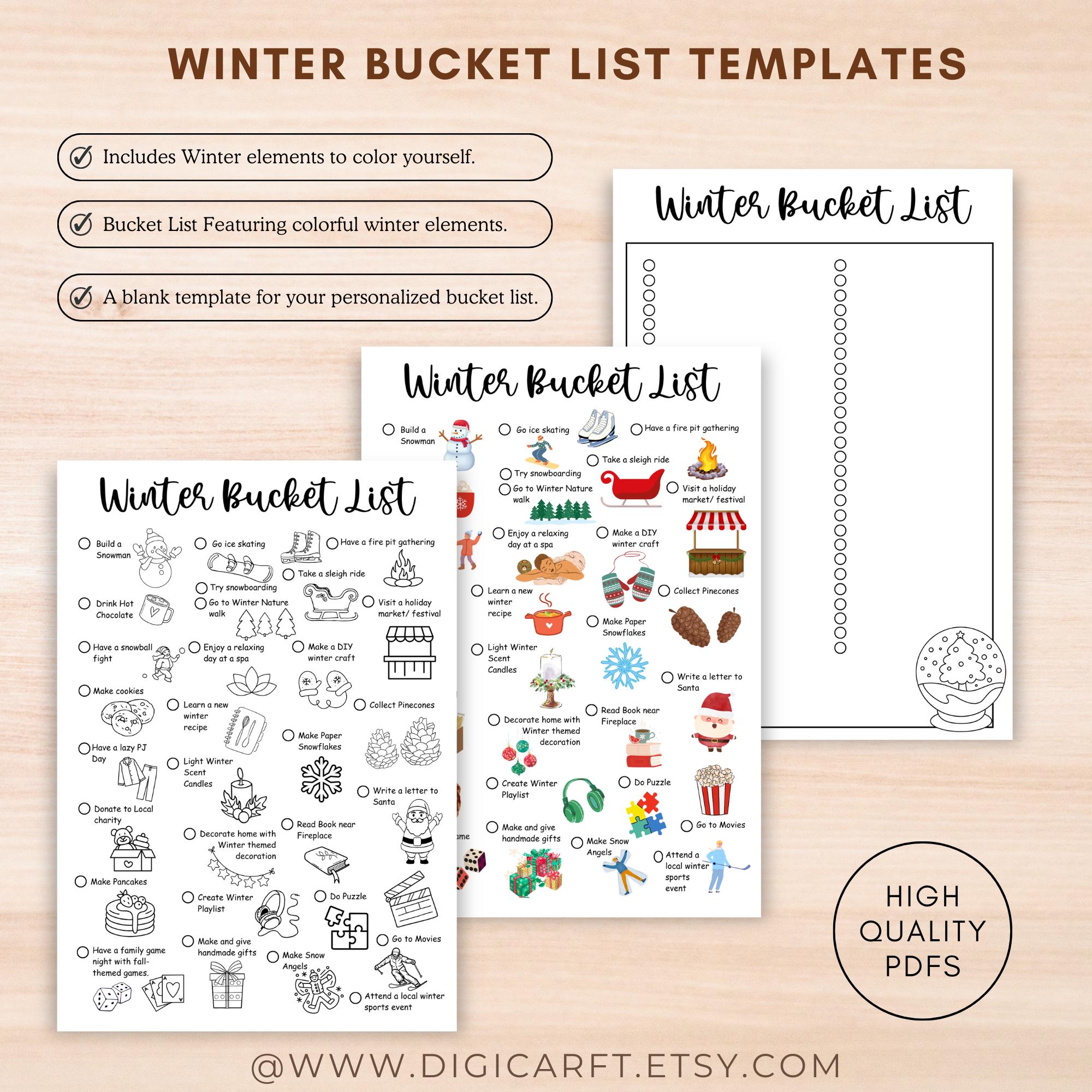 Winter Journal Bundle Printable,winter Planner Kit,winter Bucket List ...