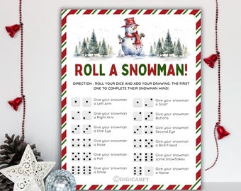 Roll a snowman (dice game),Printable Christmas party game,Christmas Dice game,Winter Activity For Kids & Adults,Holiday Classroom games pdf