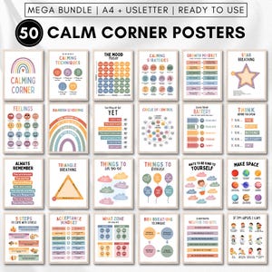 Calm down corner poster decor for kids room,calming corner classroom posters bundle,Coping skills,Circle of control,counselling room mental health emotional wellness banner,classroom calm down corner prints,Educational Wall art,Rainbow breathing classroom set,positive affirmation poster Teens,Calming strategies visuals printable Digital download, Be kind poster, How are you feeling poster, How big is my Problem Decor poster, Circle of control poster