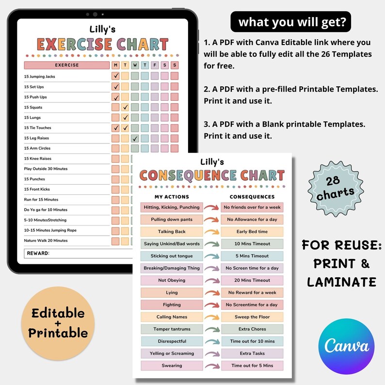 Editable Kids Chore Chart, Kids Chore Chart Bundle, Kids Routine Chart, Daily Routine Chart for Kids, Editable Responsibility Chart, Kids Checklist Printable, Behavior Chart, Reward Chart, Screen Time Checklist, Allowance Tracker, Kids Job Chart, Kids Morning Routine, Bedtime Routine Chart, Weekly Schedule for Kids, School Checklist, Flip Routine Chart, Visual Schedule for Kids, Toddler Routine Chart, Canva Editable Kids Charts, Printable Kids Planner, ADHD Routine Chart, Autism Visual Schedule