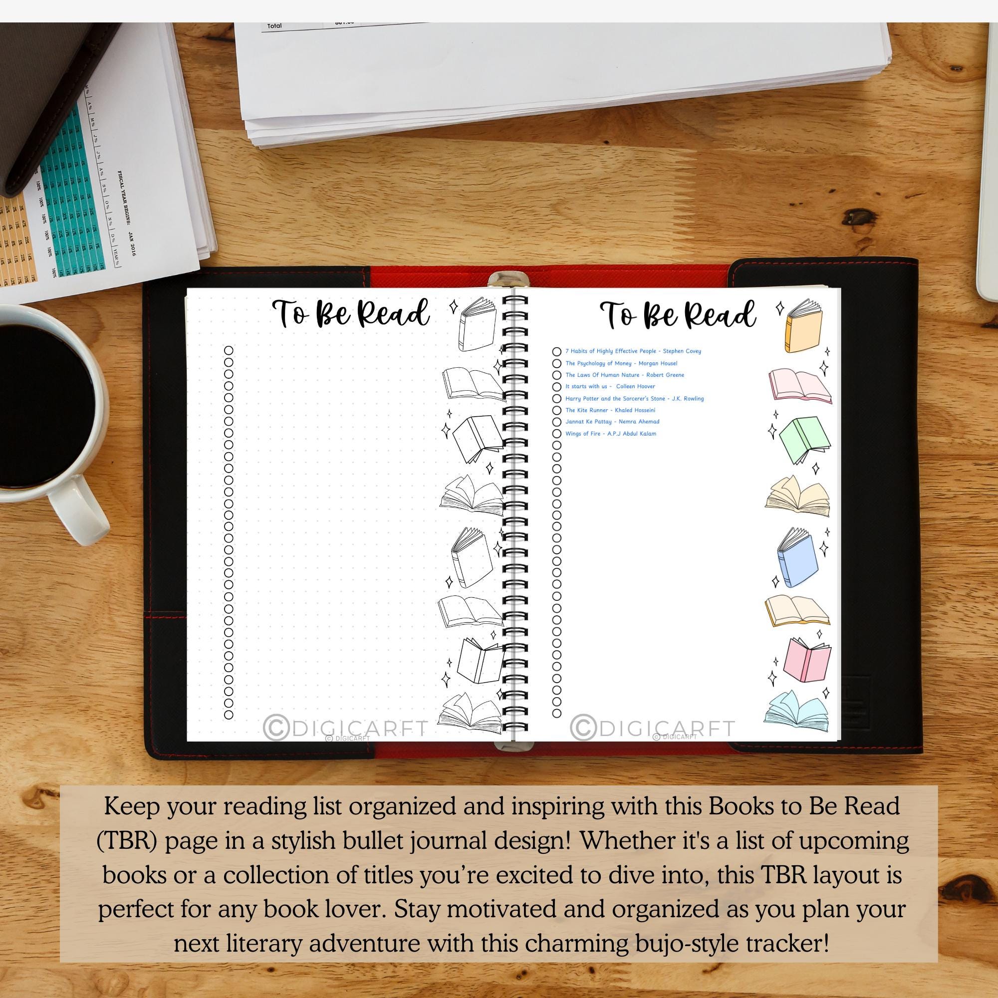 Reading Journal Folder Books to Read Journal List Printable,tbr Template A5 Bujo,book Reading ...