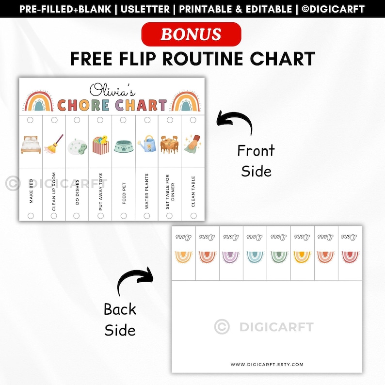 Editable Kids Chore Chart, Kids Chore Chart Bundle, Kids Routine Chart, Daily Routine Chart for Kids, Editable Responsibility Chart, Kids Checklist Printable, Behavior Chart, Reward Chart, Screen Time Checklist, Allowance Tracker, Kids Job Chart, Kids Morning Routine, Bedtime Routine Chart, Weekly Schedule for Kids, School Checklist, Flip Routine Chart, Visual Schedule for Kids, Toddler Routine Chart, Canva Editable Kids Charts, Printable Kids Planner, ADHD Routine Chart, Autism Visual Schedule