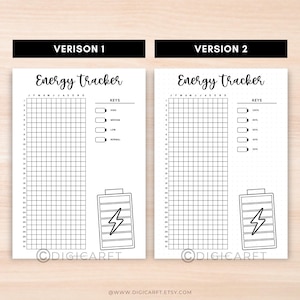 Energy tracker journal page printable,Yearly tracker digital download,Bullett journal pre made,A5 journal insert template,Productivity log