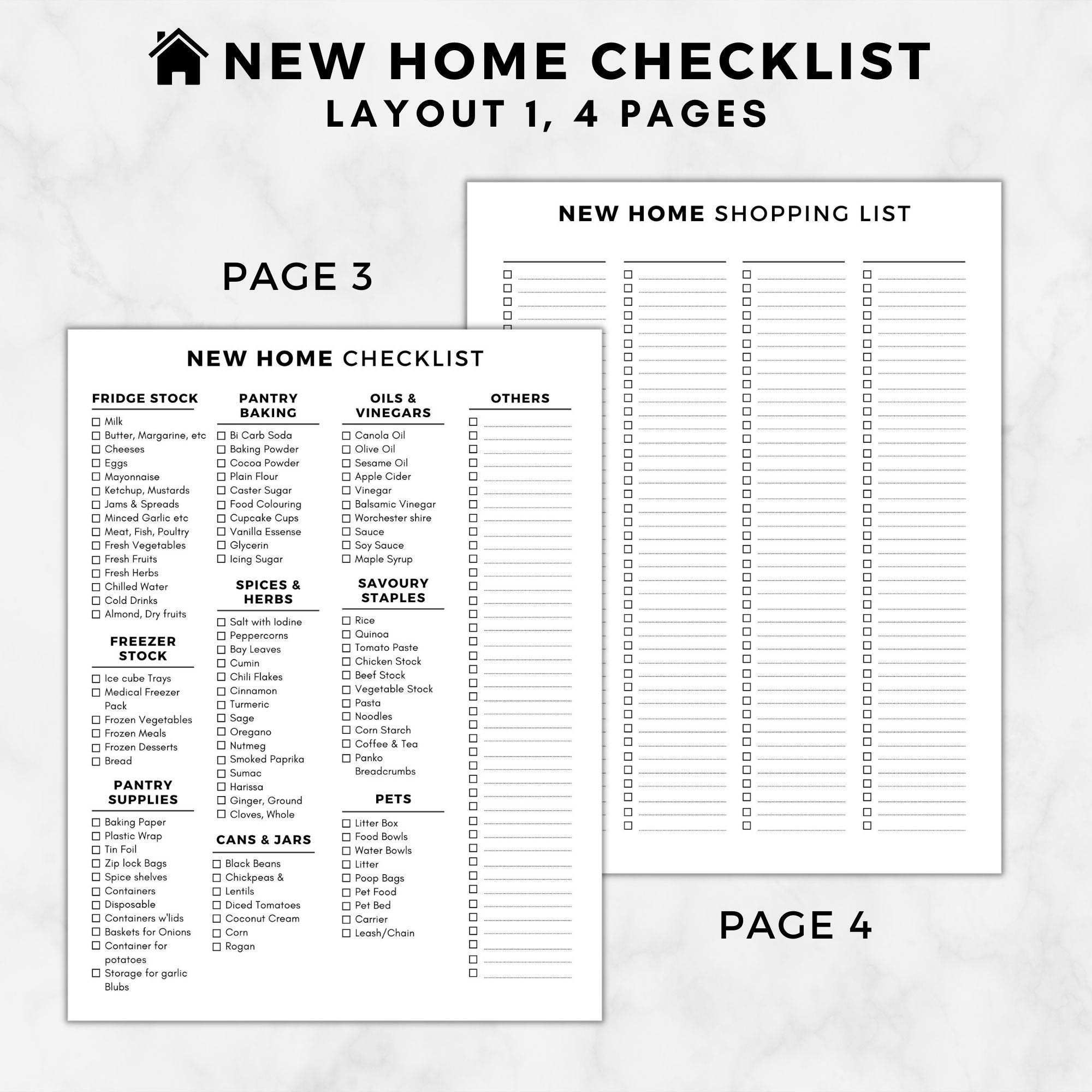New Home Essentials Checklist, New Home Checklist Printable,first Home ...