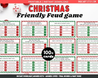 Jeu de querelle amicale de Noël à imprimer, quiz sur les querelles familiales de Noël, jeu de fête pour les vacances au bureau, activités de Noël pour les enfants, pdf numérique pour adultes