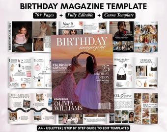 Birthday Magazine Template,Personalized Custom Birthday Gift For Best Friend,Editable Canva Magazine,Bestie Keepsake,Birthday gift for her
