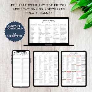 Low Carb Grocery List Printable, Low Carb Food List,keto Grocery List,keto Food List,master ...