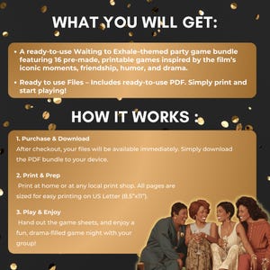 Waiting to Exhale Party Game bundle,Ladies Night games,90s Movies Game,Pajama party games printable,girl night games adult,trivia questions