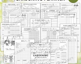 Gardening planner printable pdf,garden journal tracker digital,indoor plant watering schedule,house plant care planner a5,garden logbook pdf