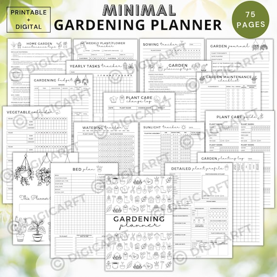 Gardening planner printable pdf,garden journal tracker digital,indoor plant watering schedule,house plant care planner a5,garden logbook pdf