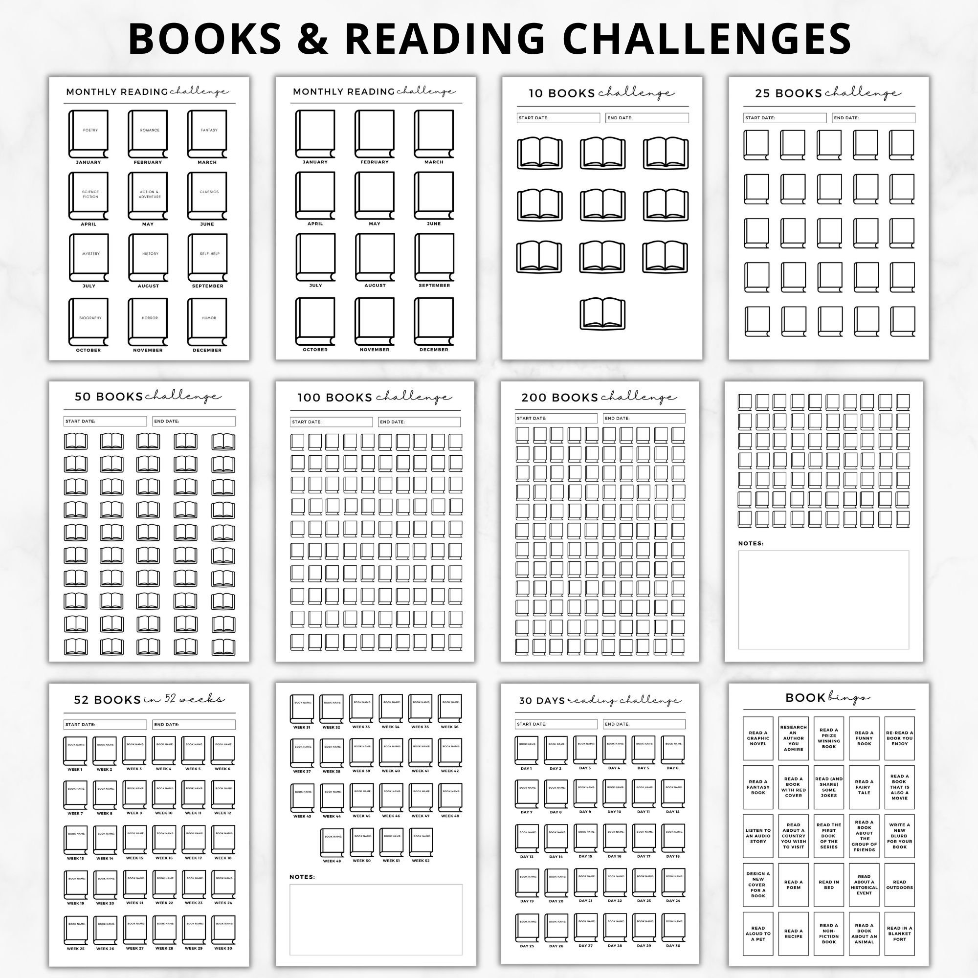 Book Reading Planner Bundle Printablereading Planner Etsy UK