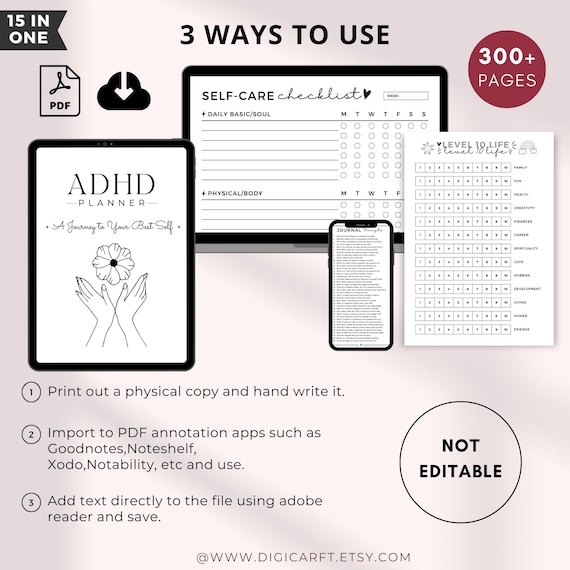 Mega adhd planner bundle for adults printable a4,Ultimate Life planner bundle 2024,Productivity planner journal,personal planner inserts a5