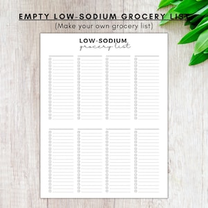 Low Sodium Grocery List Printable,low Sodium Food List,low Sodium Diet,diabetic Food List,keto ...