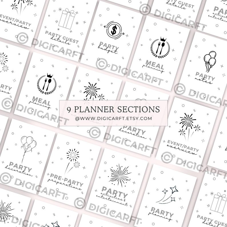 Party planner bundle,Printable party list,Party event planner,Event planner pdf a5,Event organizer tool,Birthday party plan,Kids Party checklist,Party planning pages,Party guest list pdf,Wedding party plan,Baby shower plan,Digital party planner