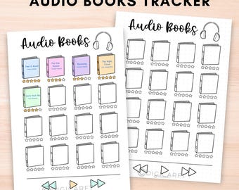 Audiobook tracker printable,Reading log printable Bujo,Book Reading planner inserts,Audiobook lover,A5 Bullett journal pages,Bookish stuff