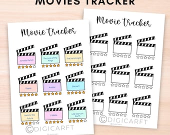 Movie tracker sheet printable,A5 Bullet Journals Pages,Movie journal log,Movie review,Bujo Movies I've Watched,Film tracker digital a4 pdf