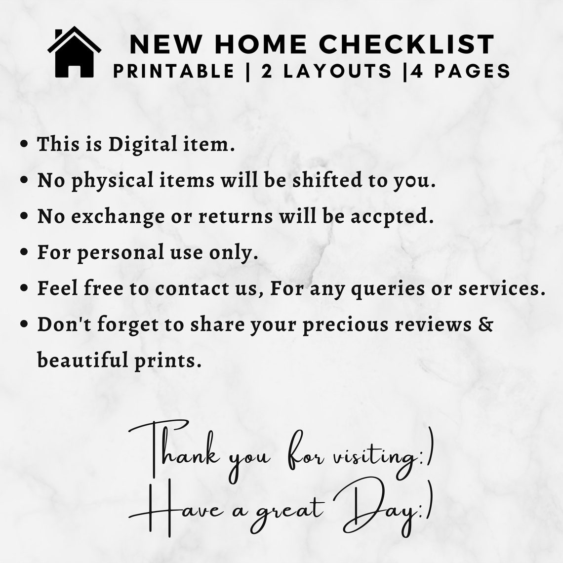 New Home Essentials Checklist New Home Checklist Etsy UK